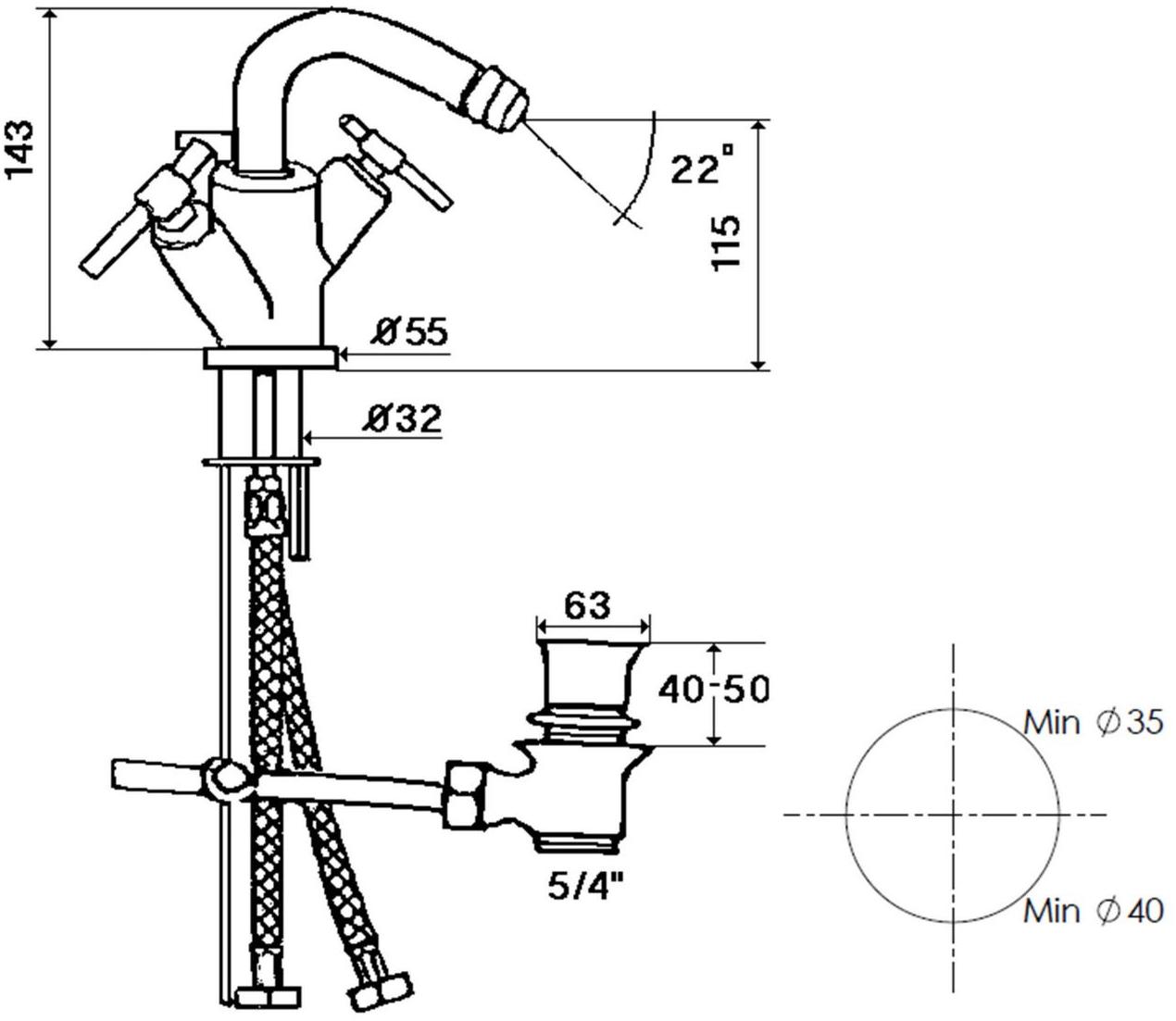 rvb Смеситель для биде на одно отверстие на террасе Dynamic 4027.11.54 - Вид №1