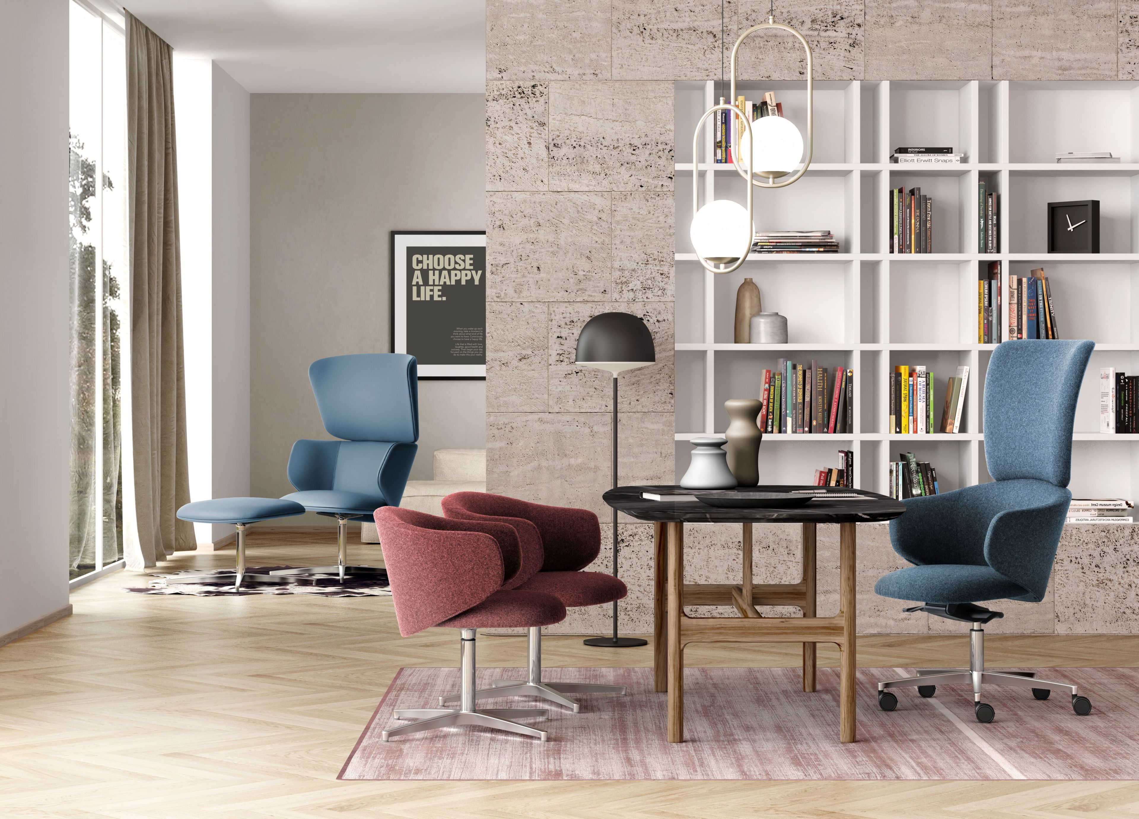 Тканевое вращающееся офисное кресло с подлокотниками Leyform Alisè ARCH-00064452 - Вид №1