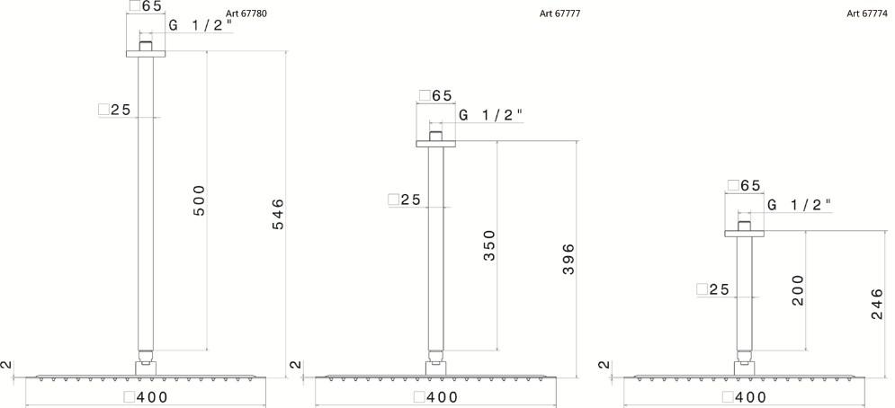 newform Потолочная лейка душа с кронштейном Head showers 67777 - Вид №1
