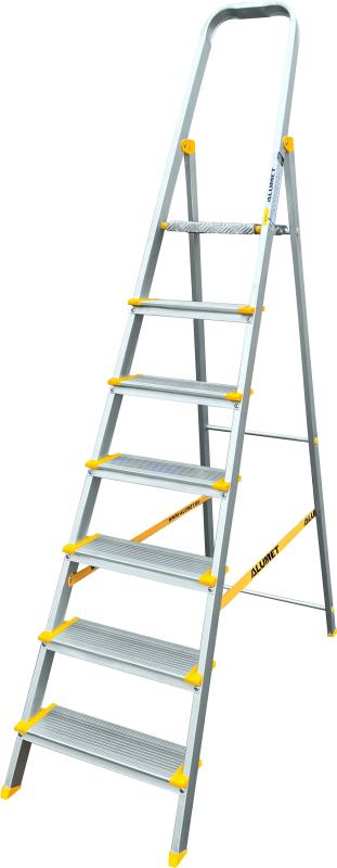 Стремянка алюминиевая профессиональная, анодированная, ширина ступени 130 мм. 7 ст ALUMET АS707