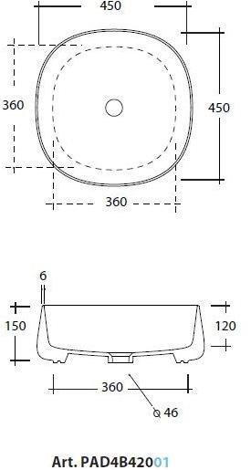 Pad4b42001 Накладная раковина на столешницу  овальная Olympia Ceramica LAVABI D'ARREDO - Вид №3