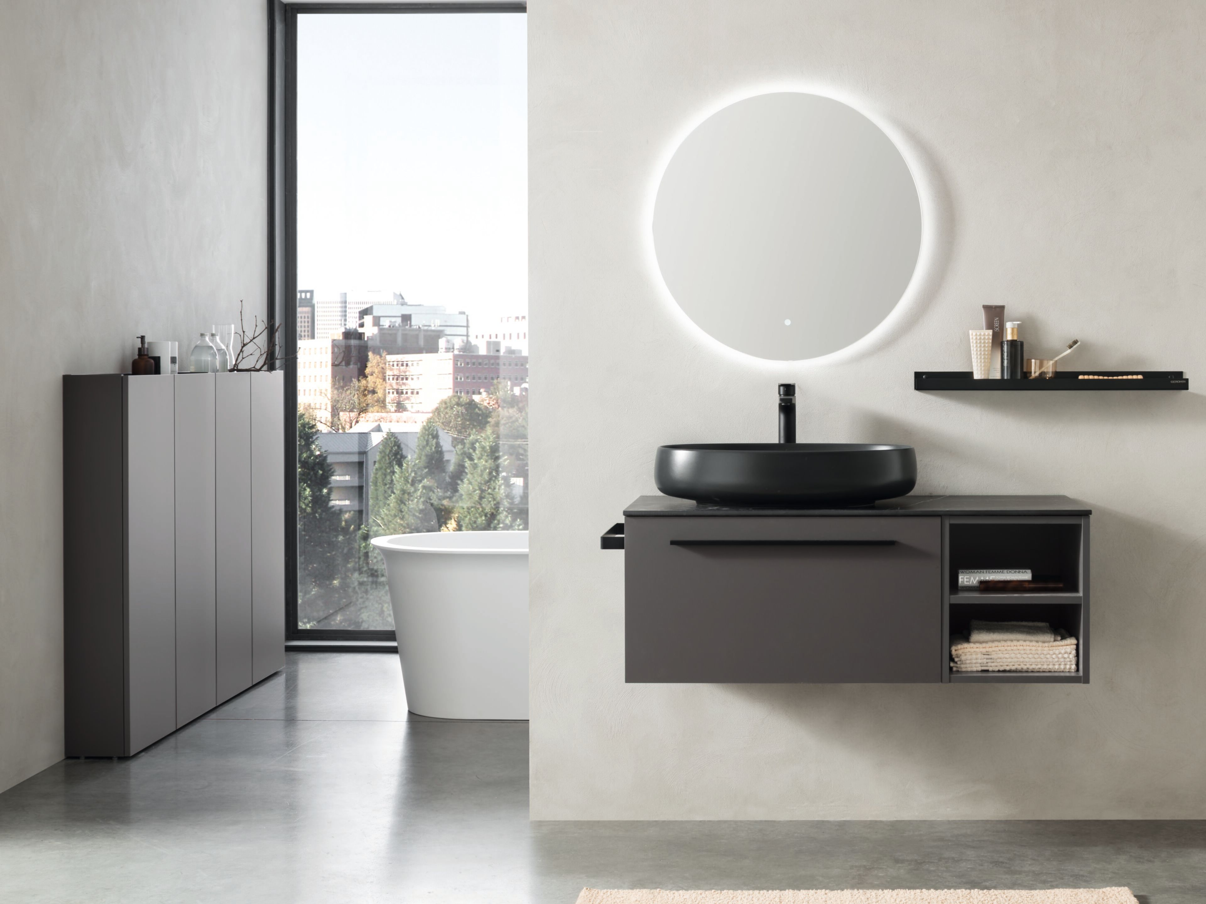 Подвесной туалетный столик с зеркалом Gruppo Geromin капля ARCH-00073643