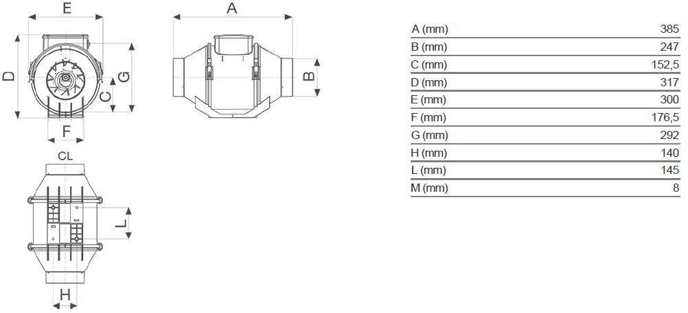 Vortice Канальный осевой центробежный вентилятор Lineo v0 17029 - Вид №4