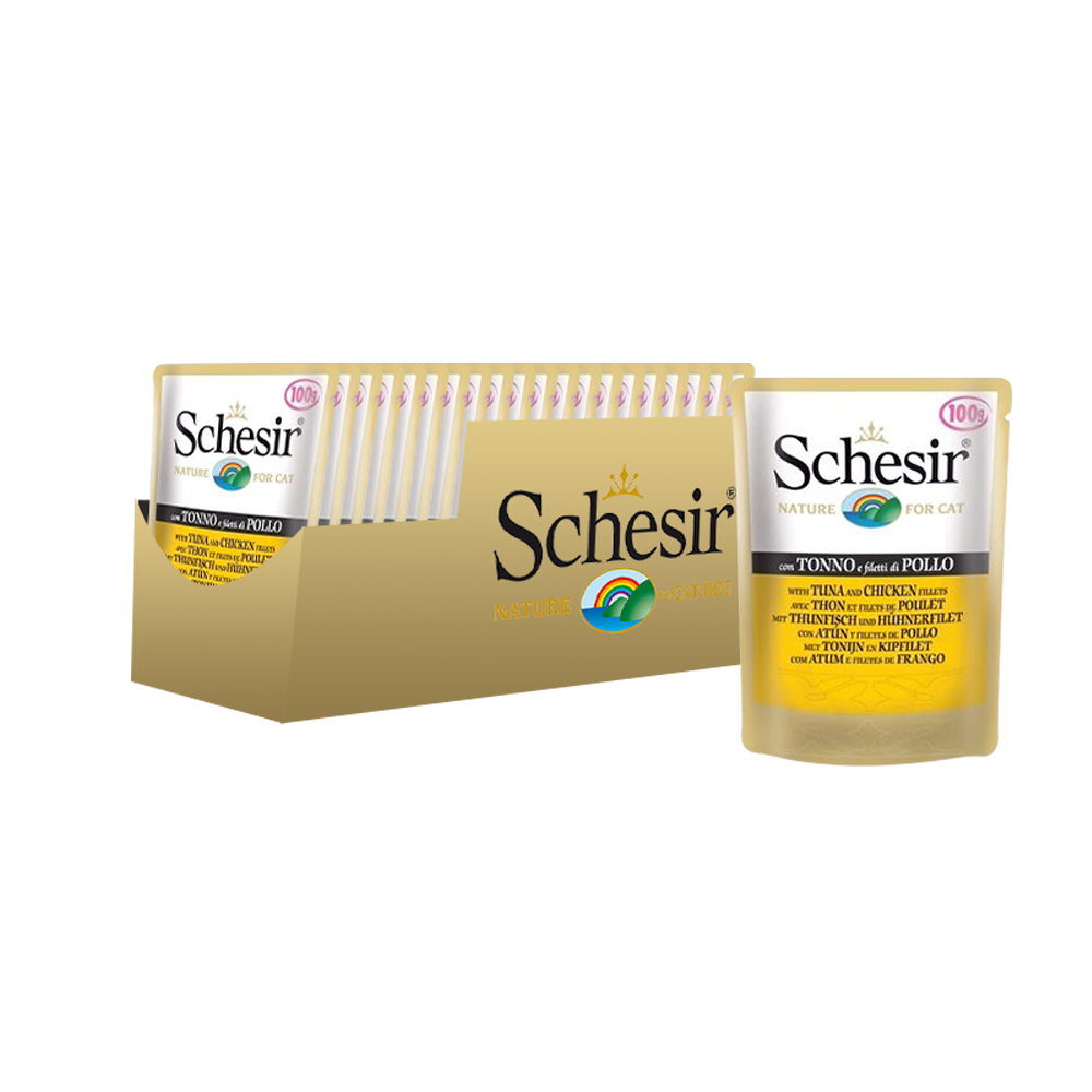 УТ0008885*20 Корм для кошек тунец, филе цыпленка конс. 100г (упаковка - 20 шт) SCHESIR 