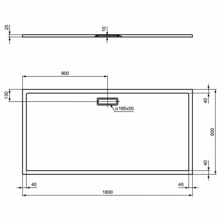 T4487V1 Душевой поддон 1800x900x25 мм Ideal Standard ULTRAFLAT NEW  - Вид №8