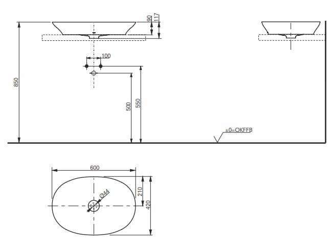 Керамическая столешница овальная раковина TOTO TL L4724E#XW / L4706E#XW ARCH-00135753 - Вид №4