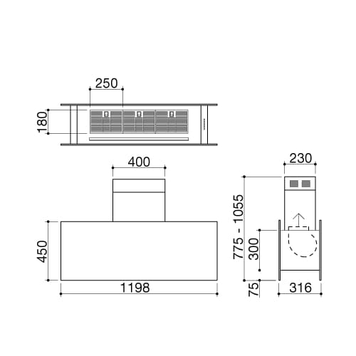 Островная вытяжка из нержавеющей стали со встроенным освещением Barazza Unique ARCH-00107662 - Вид №2