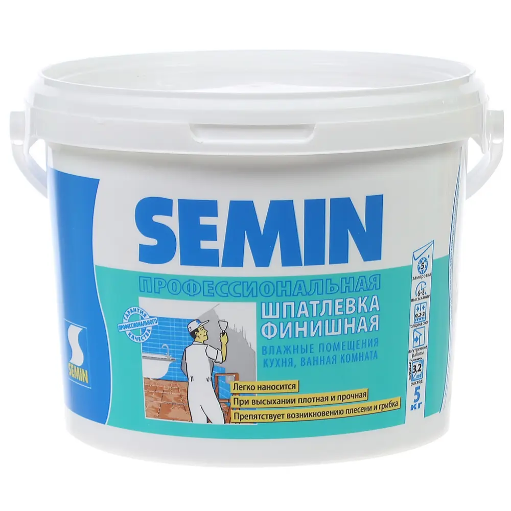 Шпатлевка финишная для влажных помещений Semin 5 кг 81964402 STLM-2200801 