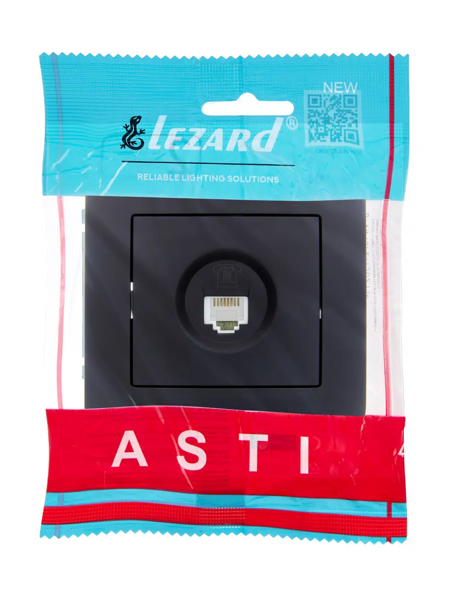 ASTI Розетка телефонная евро чёрный бархат LEZARD 7081-4242-137 - Вид №3