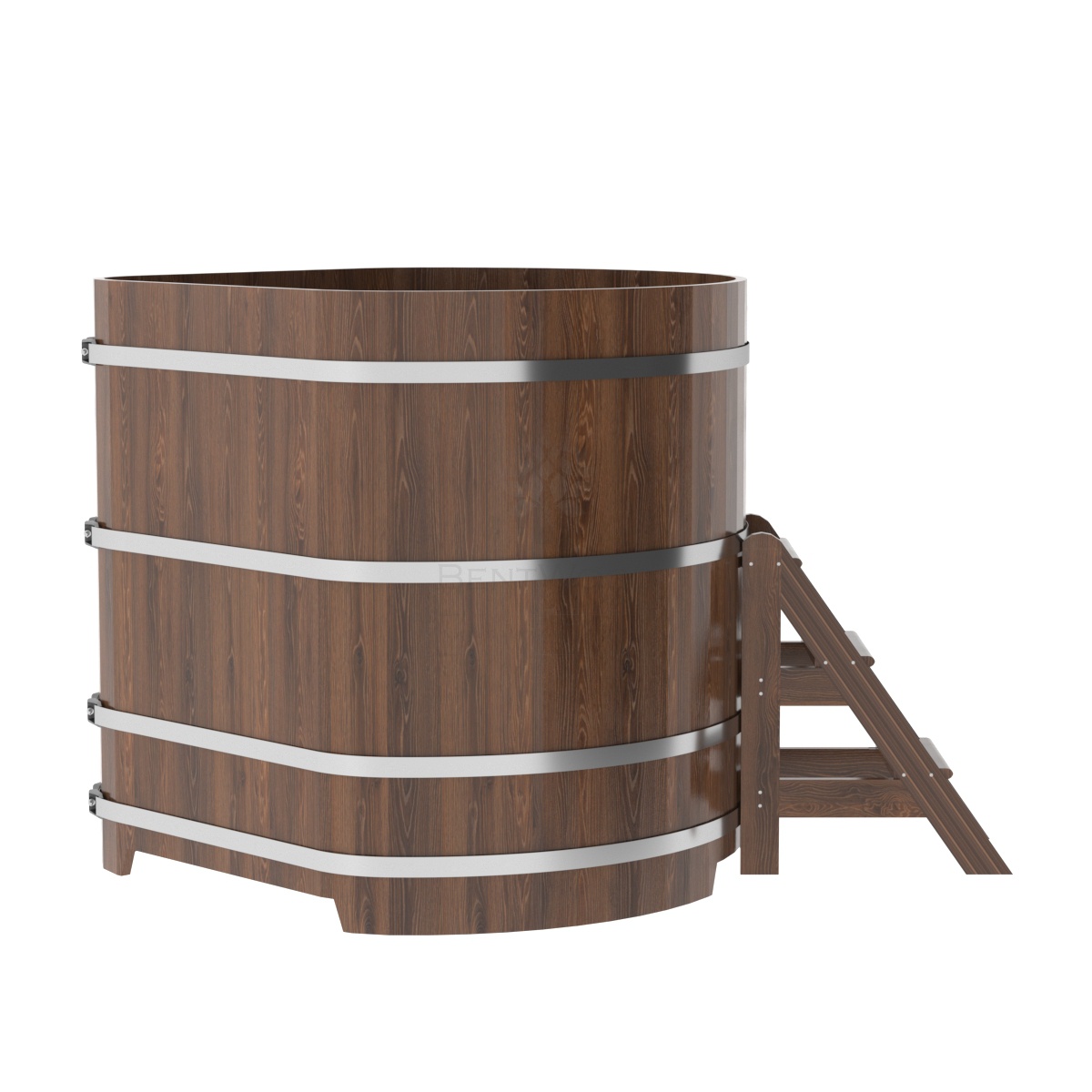 1369 Купель угловая из дуба 1,37х1,37х1,4 морёная Alyarus  - Вид №2