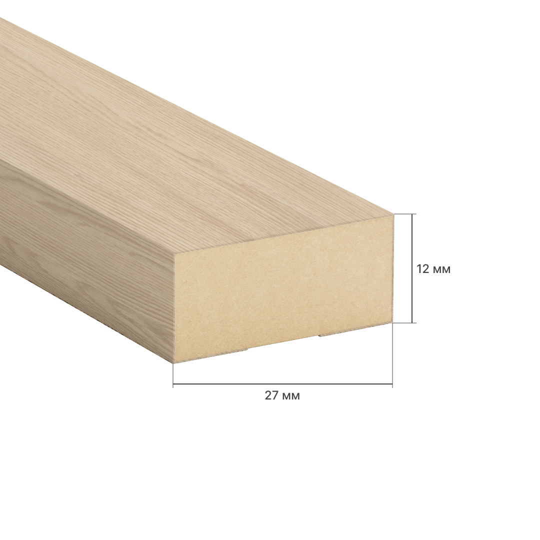 Рейка Интерьерная МДФ Stella Модель 12 Light Дуб Снежный 2800х27х12 (упак.15шт.) STSR-797 - Вид №1