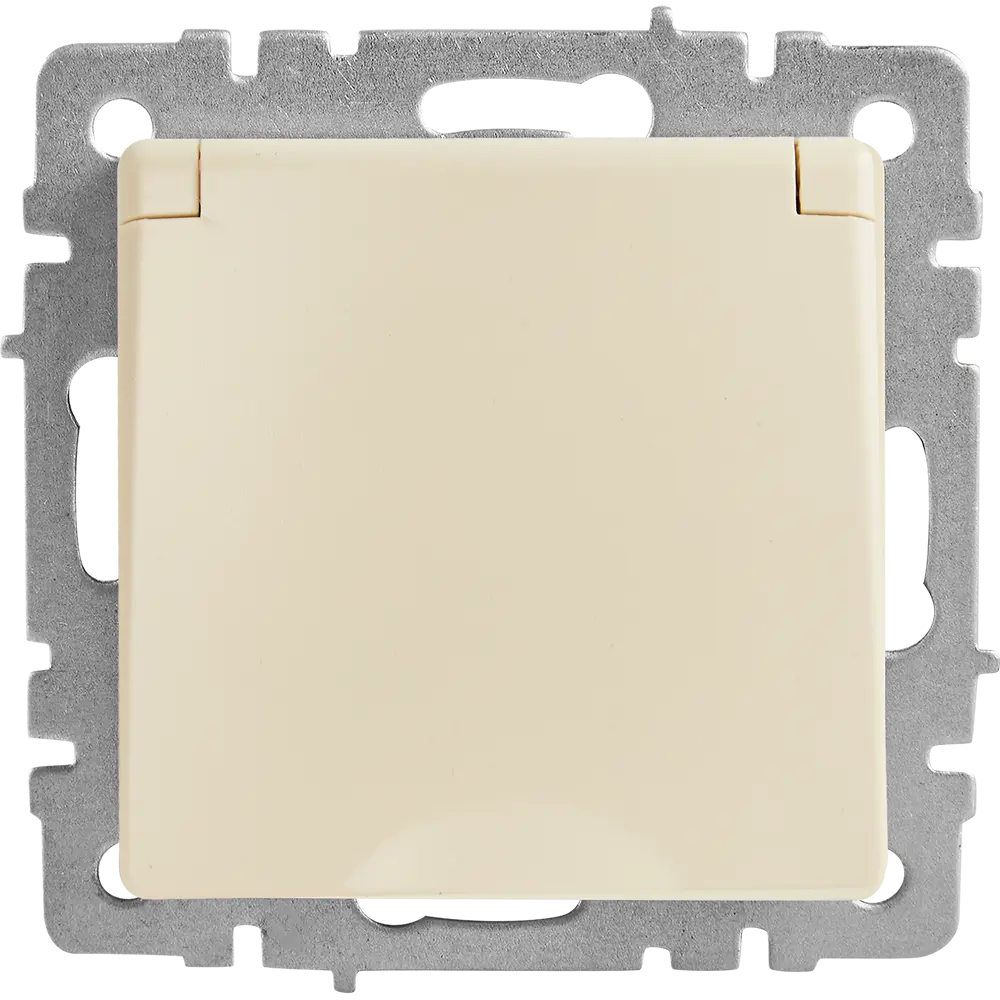 Розетка IEK Brite влагозащищенная с крышкой и шторками, бежевая 87761503