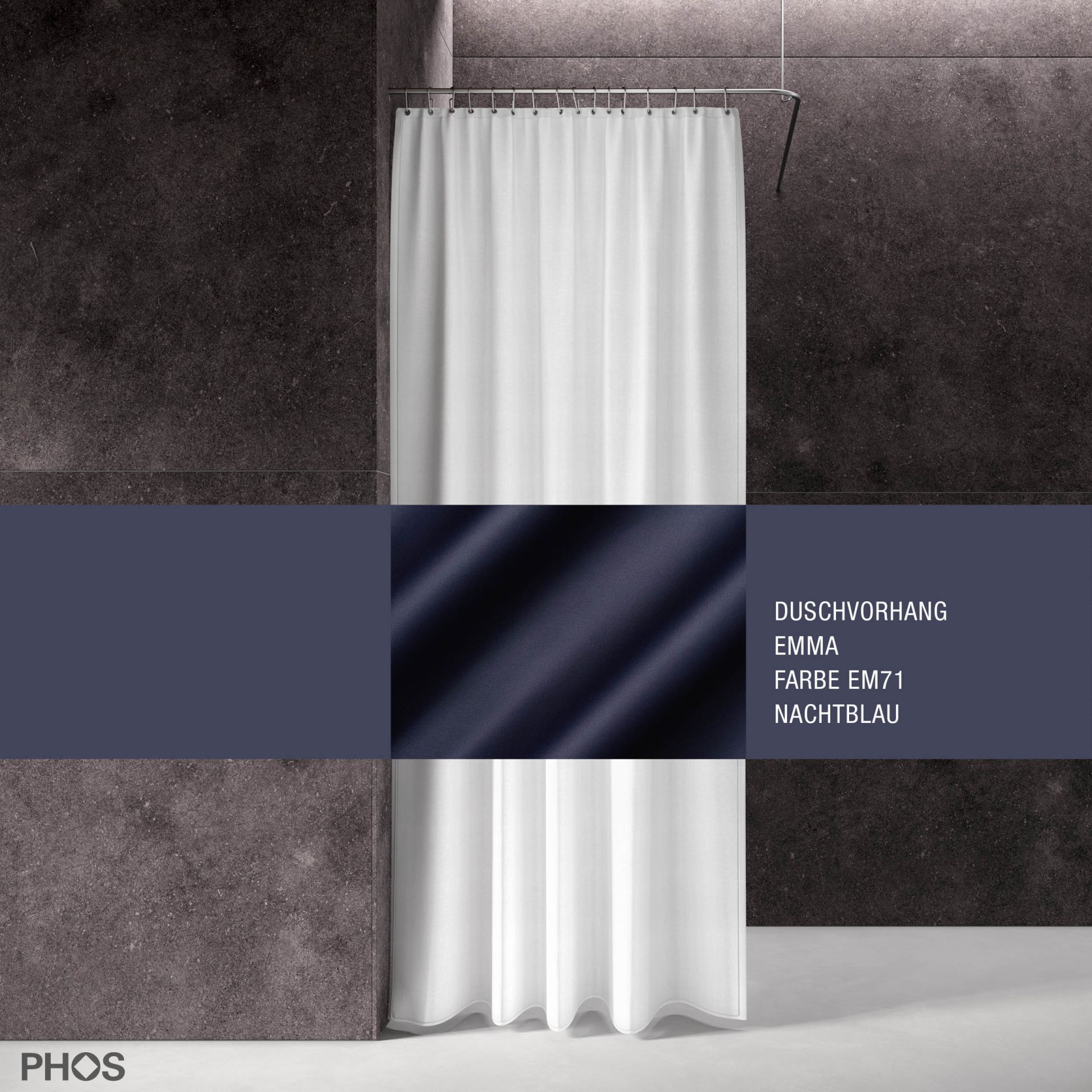DV-EMMA200-230-EM71 Занавеска для душа emma night blue, длина 200 см, ширина 230 см. PHOS 