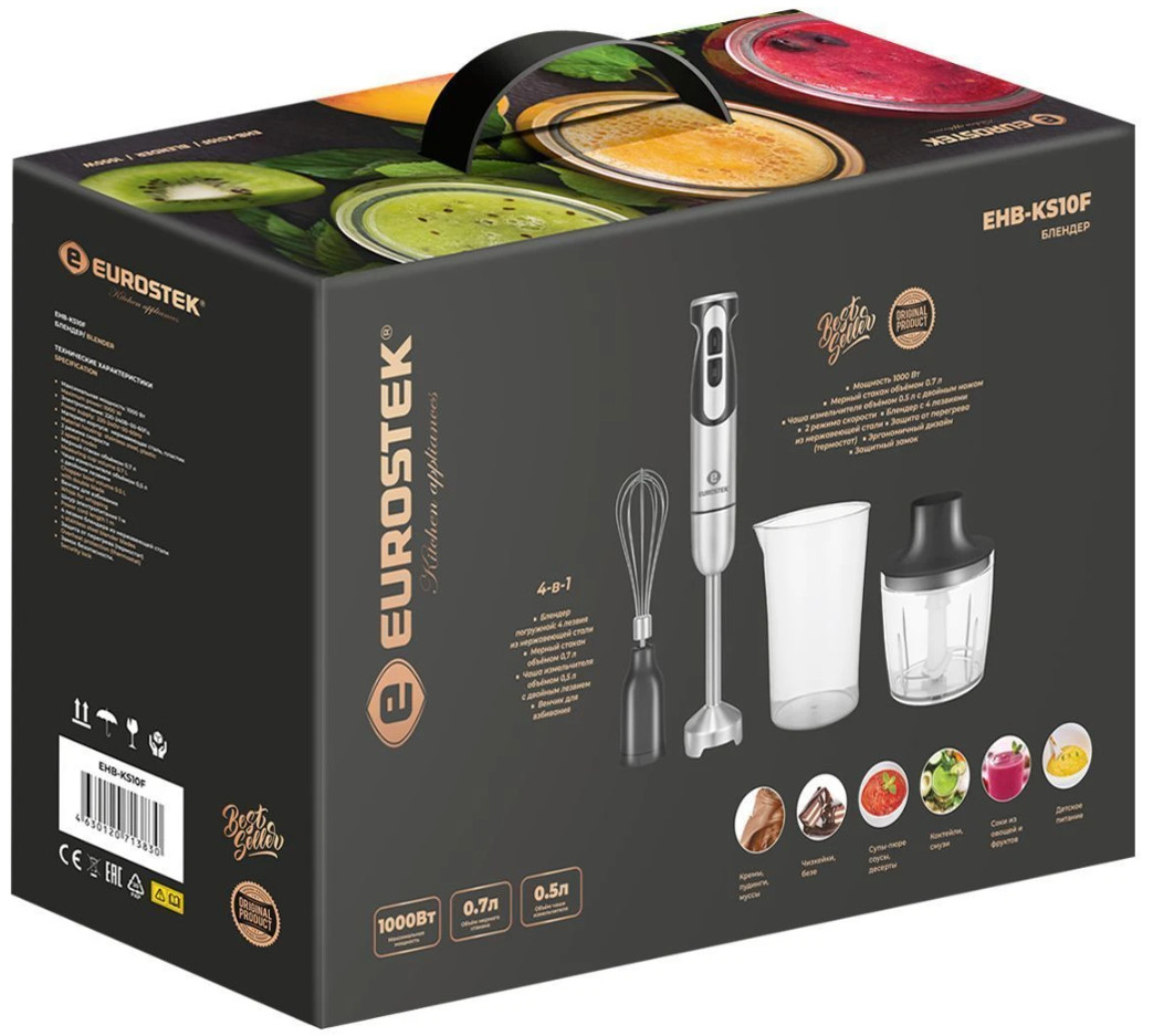 9047194 Блендер погружной Eurostek EHB-KS10F серебристый STDN-0150752 - Вид №3