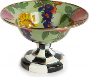 10654516 Mackenzie-Childs Ваза малая на подставке креманка (зеленая) Flower Market Сталь