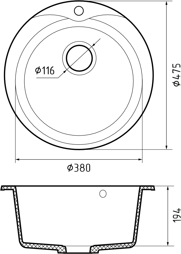 Кухонная мойка Искусственный камень RONDO S659 GranFest R-480-S659 - Вид №1