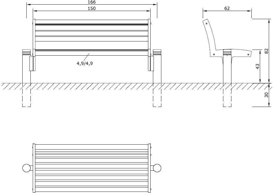 Euroform W Деревянная скамейка со спинкой Fritz 1200  - Вид №5