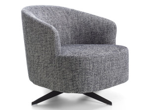 Тканевое вращающееся кресло с подлокотниками