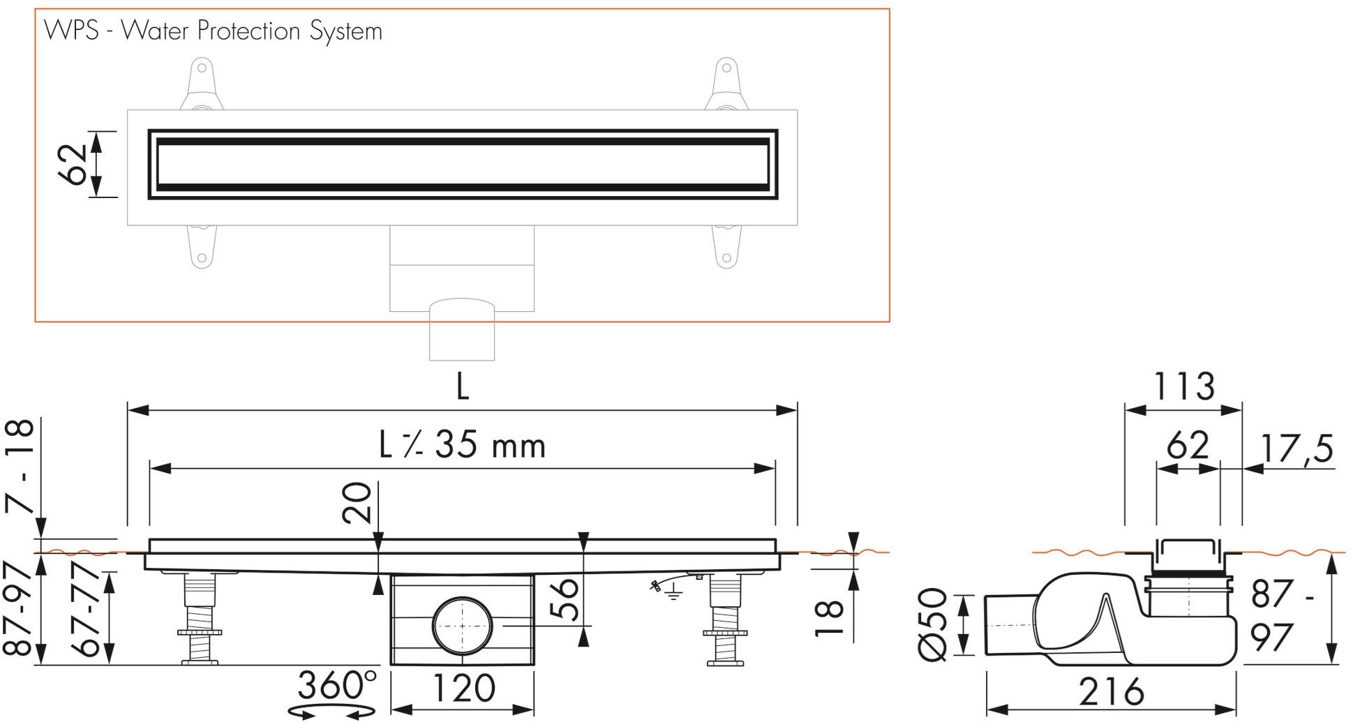 ESS Easy Drain Трап для душа из стали и стекла Modulo taf sun-id-1414061 - Вид №7