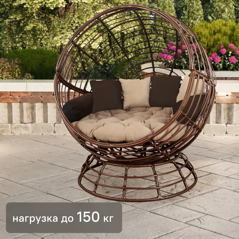 Кресло садовое Greengard Енисей сталь/искусственный ротанг коричневый с подушкой Кресло садовое "Енисей" STLM-2122760