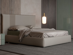 Кожаная двуспальная кровать для хранения