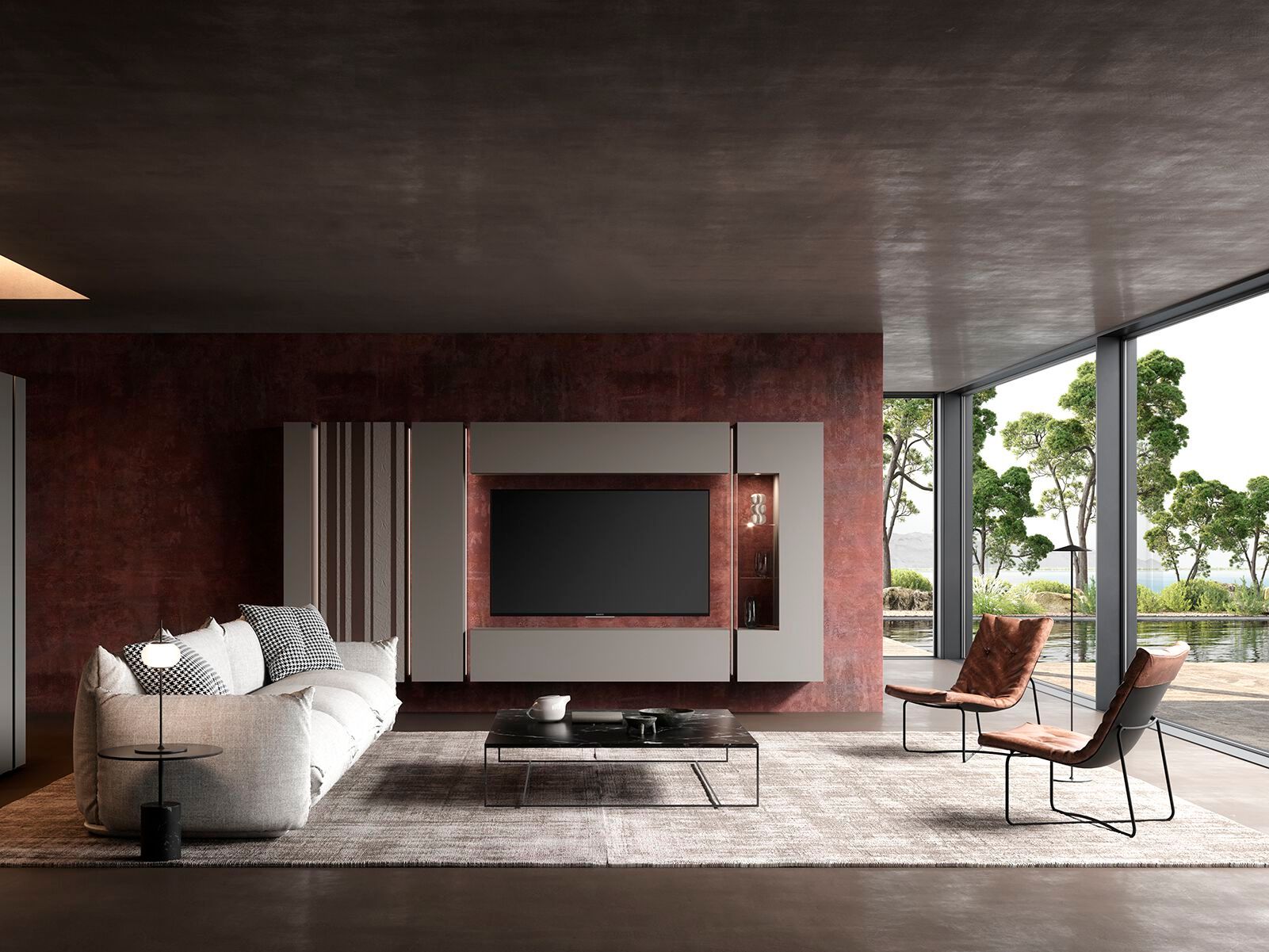 Деревянная секционная оборудованная стена Voltan барельеф ARCH-00079979 - Вид №11