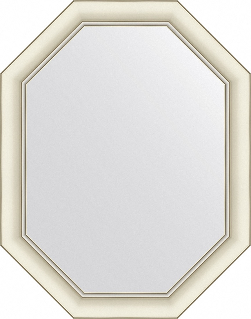 BY 7434 Зеркало в багетной раме - белый с серебром 60 mm EVOFORM Octagon