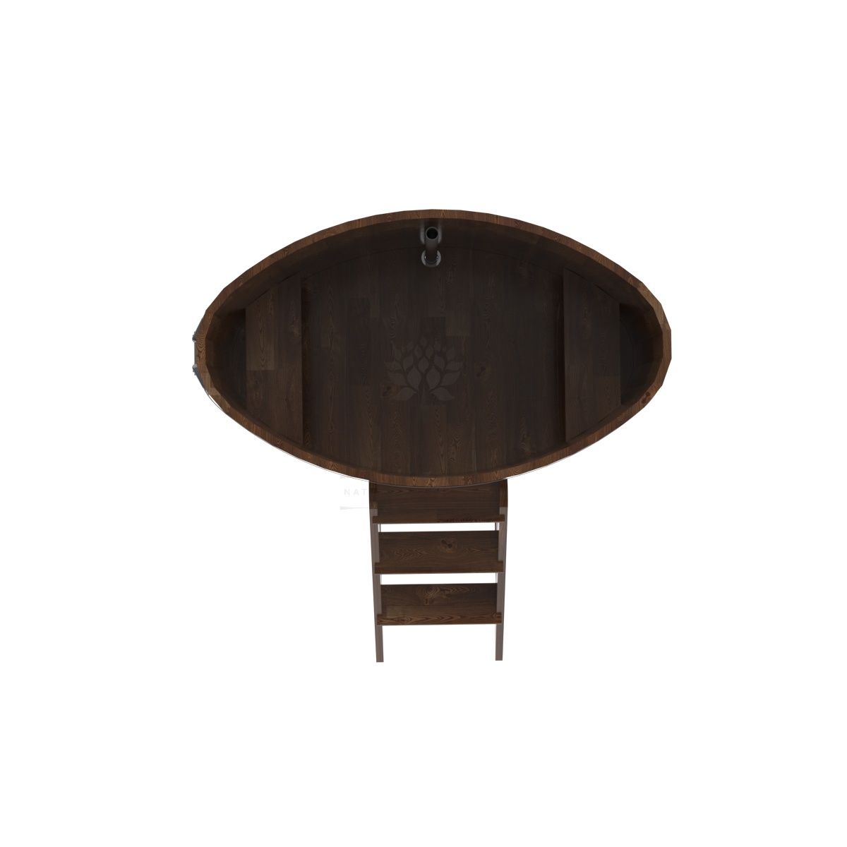 1497 Купель овальная из сращенных ламелей лиственницы 0,80х1,42х1,2 морёная Alyarus  - Вид №4