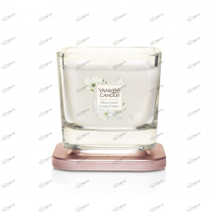 Свеча маленькая Sheer Linen "Нежное белье" 96гр 18-28 часов YANKEE CANDLE  268057 Белый 
