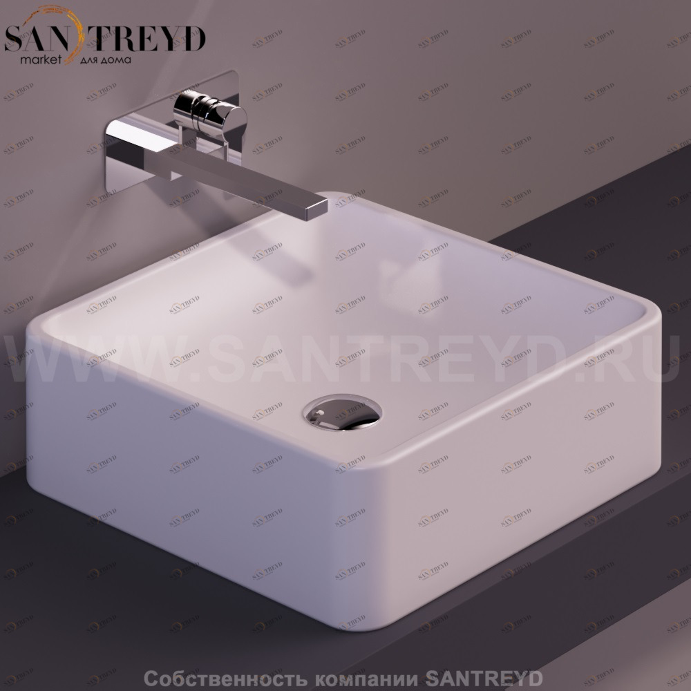 FL11BIANCOMATT Накладная раковина на столешницу  квадратная Simas Flow