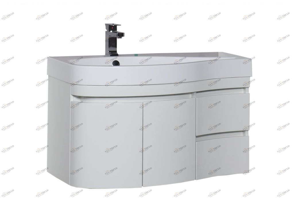 Тумба с раковиной Aquanet Сопрано 95 L белый (2 дверцы 2 ящика) 0016963100169395