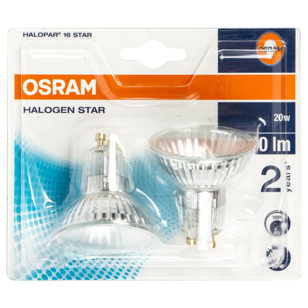 Набор галогенных ламп Osram спот GU10 20 Вт свет тёплый белый 2 шт. 12215084 STLM-2008264  - Вид №1