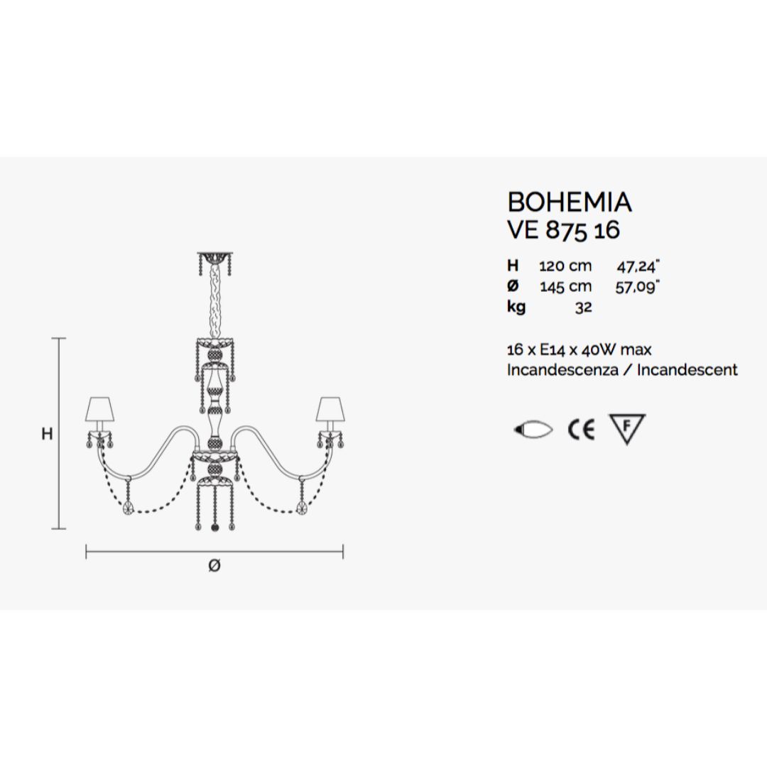 Masiero VE 875 16 HALF CUT GLASS люстра подвесная 114558 - Вид №1