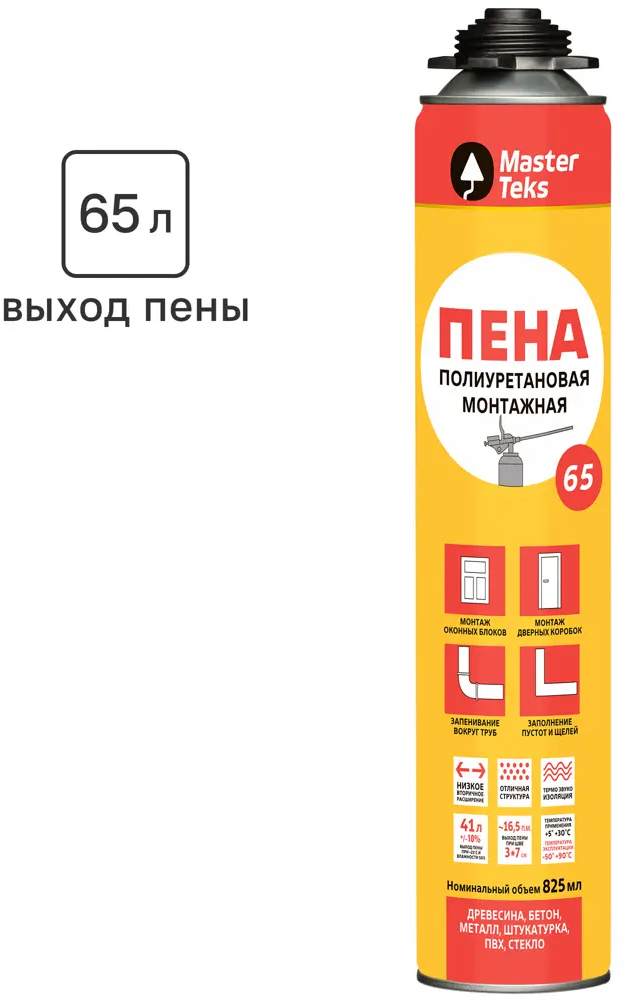Профессиональная монтажная пена MasterTeks для точной герметизации 825 мл 84519011