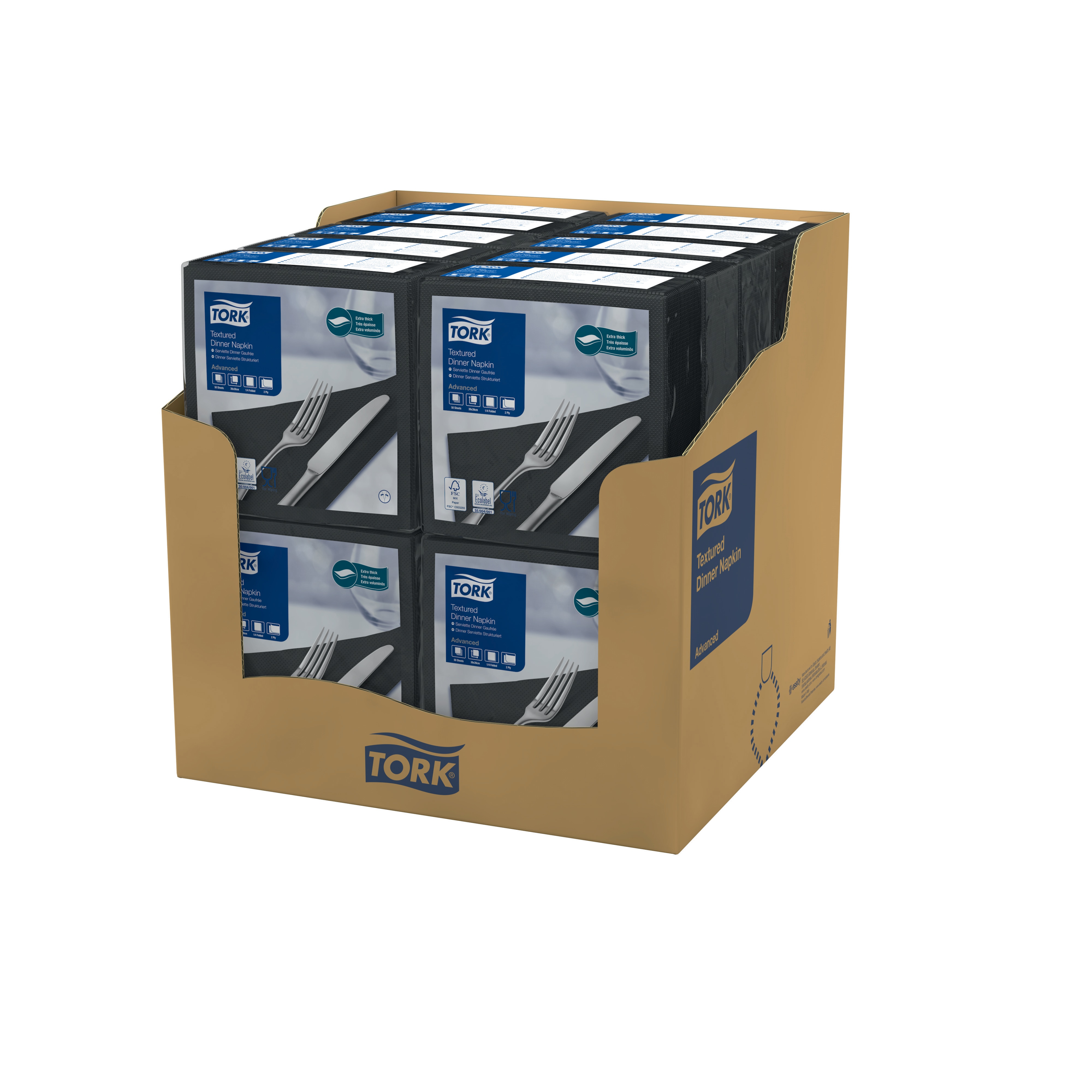 50941900 Текстурированная черная обеденная салфетка, сложение 1/4 Tork  - Вид №1