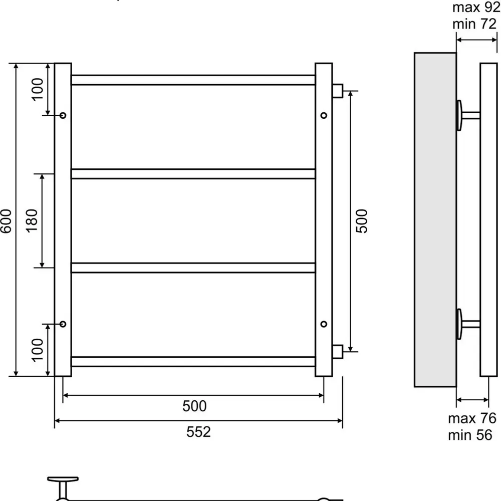 Полотенцесушитель водяной без полки Альфа П4 50-60, нержавеющая сталь ВАРМО STLM-2190621 - Вид №3