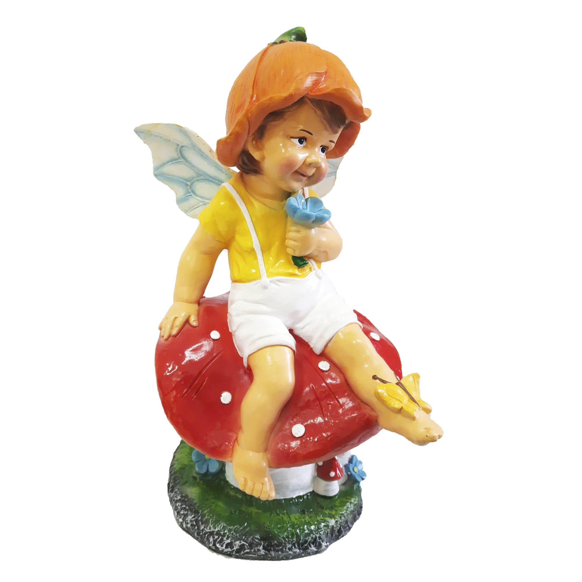 84549165 Фигура садовая «Мальчик на грибе с бабочкой» высота 49 см Santreyd  - Вид №1