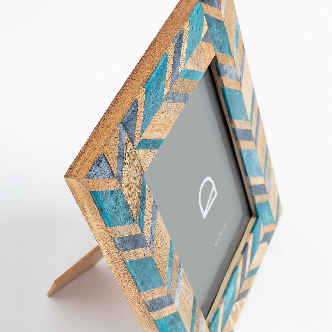 Фоторамка деревянная с голубым костяным декором 10х15 см Doala от La Forma LA FORMA  343312 Бежевый;голубой  - Вид №1