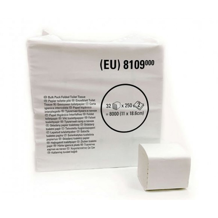 8109 Kimberly Clark Туалетная бумага листовая Kimberly-Clark 8109 2-слойная 32 пачки по 250 листов 