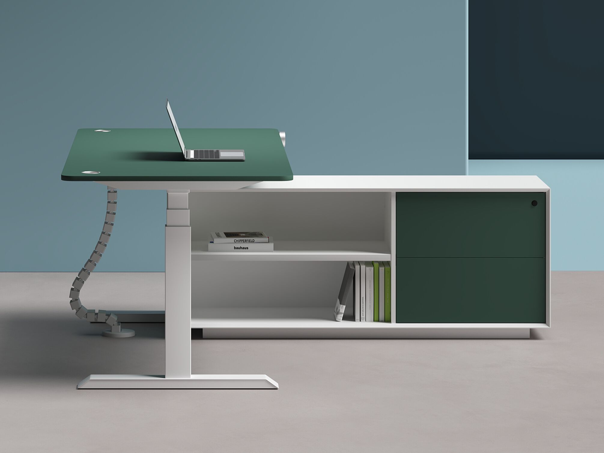 Деревянный угловой стол с регулируемой высотой со встроенной полкой WORKSPACE MAX PRO NOVA ARCH-00118312