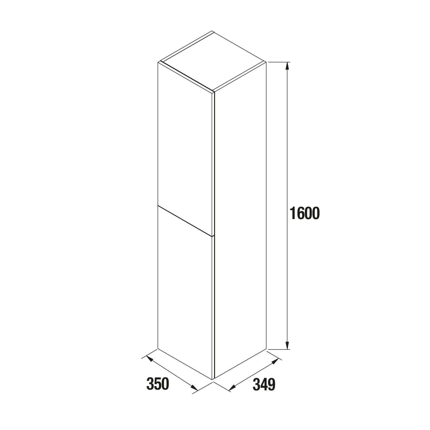 23224 SALGAR Колонна АЛЬЯНС 1600 двусторонняя 2-дверная нажимная GLOSS TAUPE 350 x 1600 x 349 мм Глянцево-серо-коричневый  - Вид №2