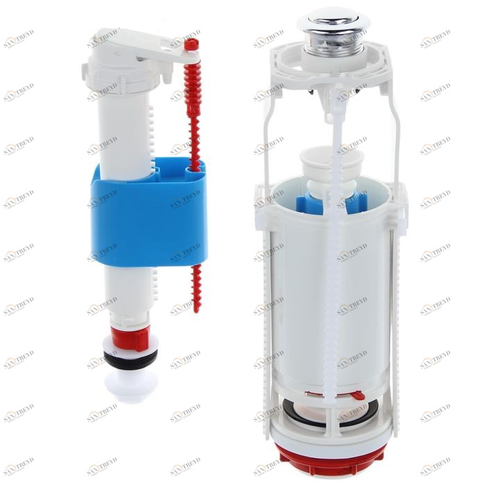 Арматура для смывных бачков "АНИ", с нижней подводкой 1/2" WC8510C, кнопка хром АНИ пласт 7167