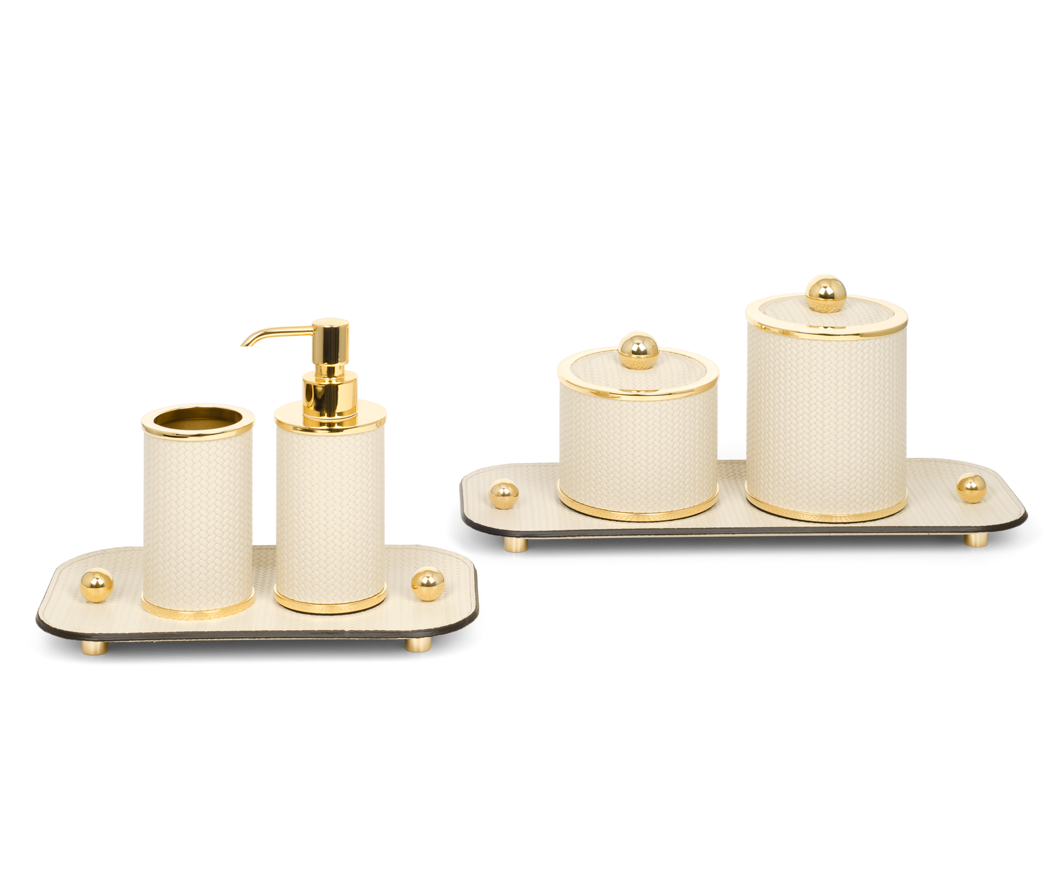 Держатель для ватных дисков Olimpia круглый - Ø 10,7XH11 см / металл-хром / тканая кожа_кофе Pinetti 00.1627.061.015 - Вид №4