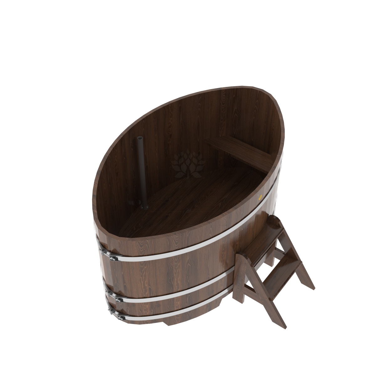 1327 Купель овальная из дуба 1,15х1,83х1,0 морёная Alyarus  - Вид №1