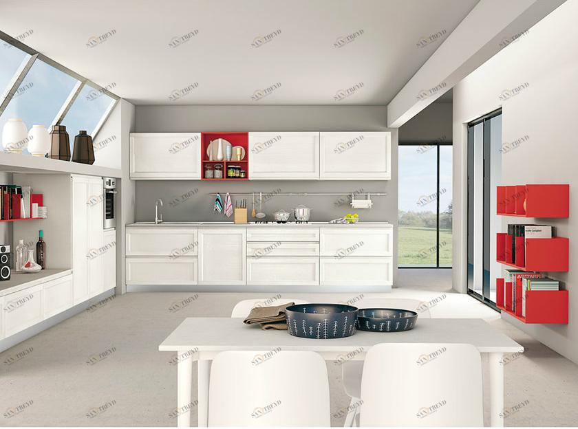 CREO Kitchens Линейная модульная кухня из ясеня со встроенными ручками sun-id-1439851