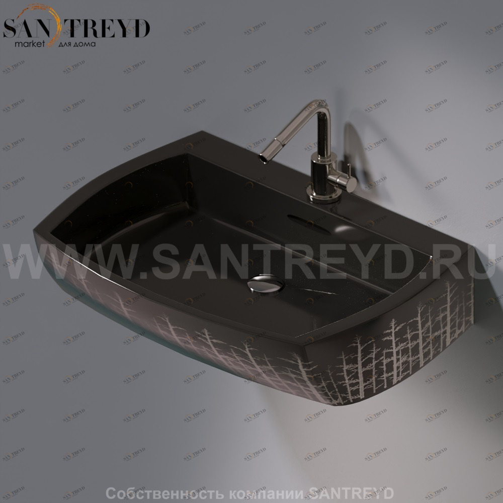 L283.406P Подвесная раковина настенная овальная A. e T. Italia SQUARE черная AeT ITALIA