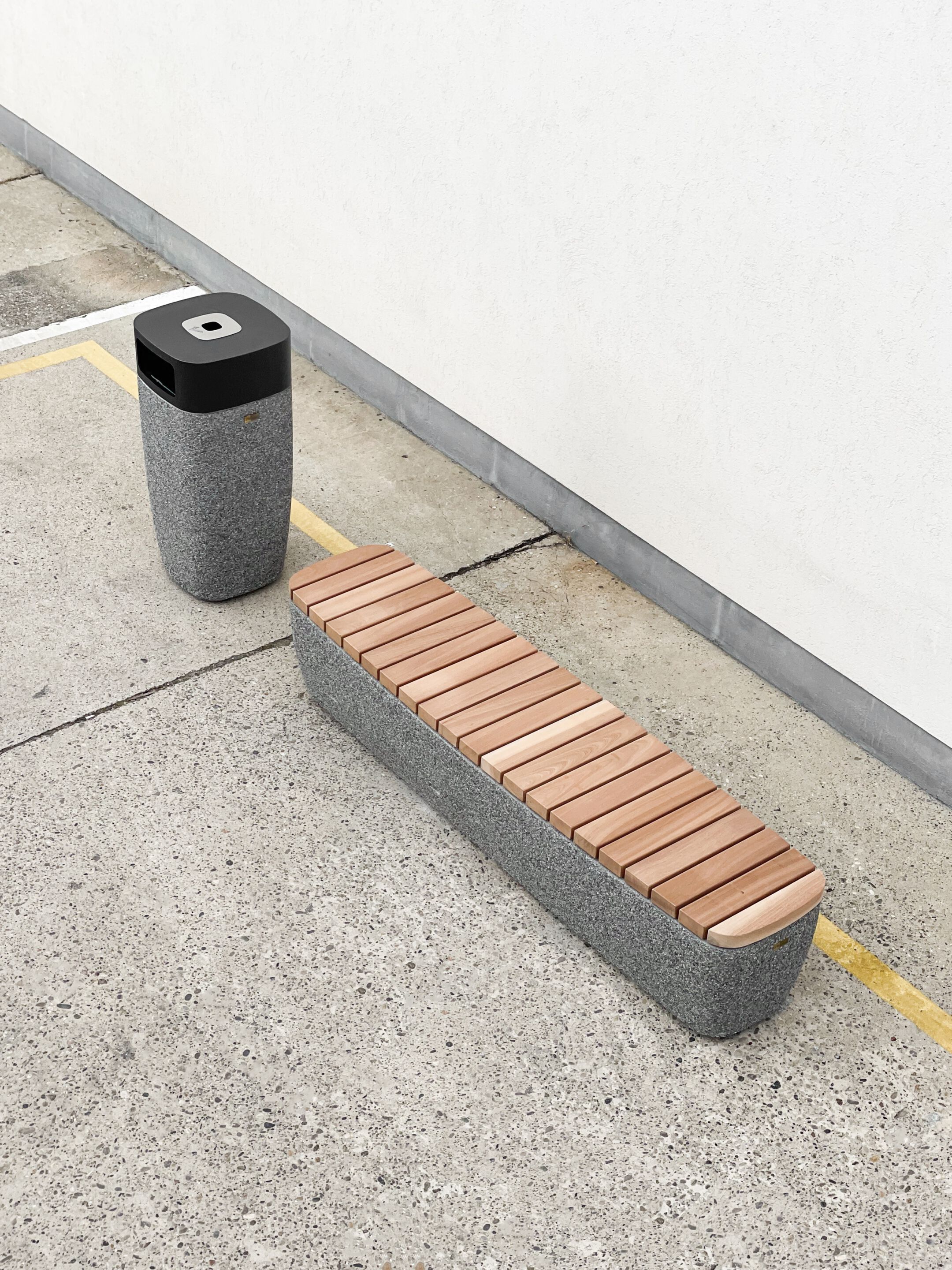 Скамейка из бетона и красного дерева без спинки Kremen ARCH-00031731 - Вид №6