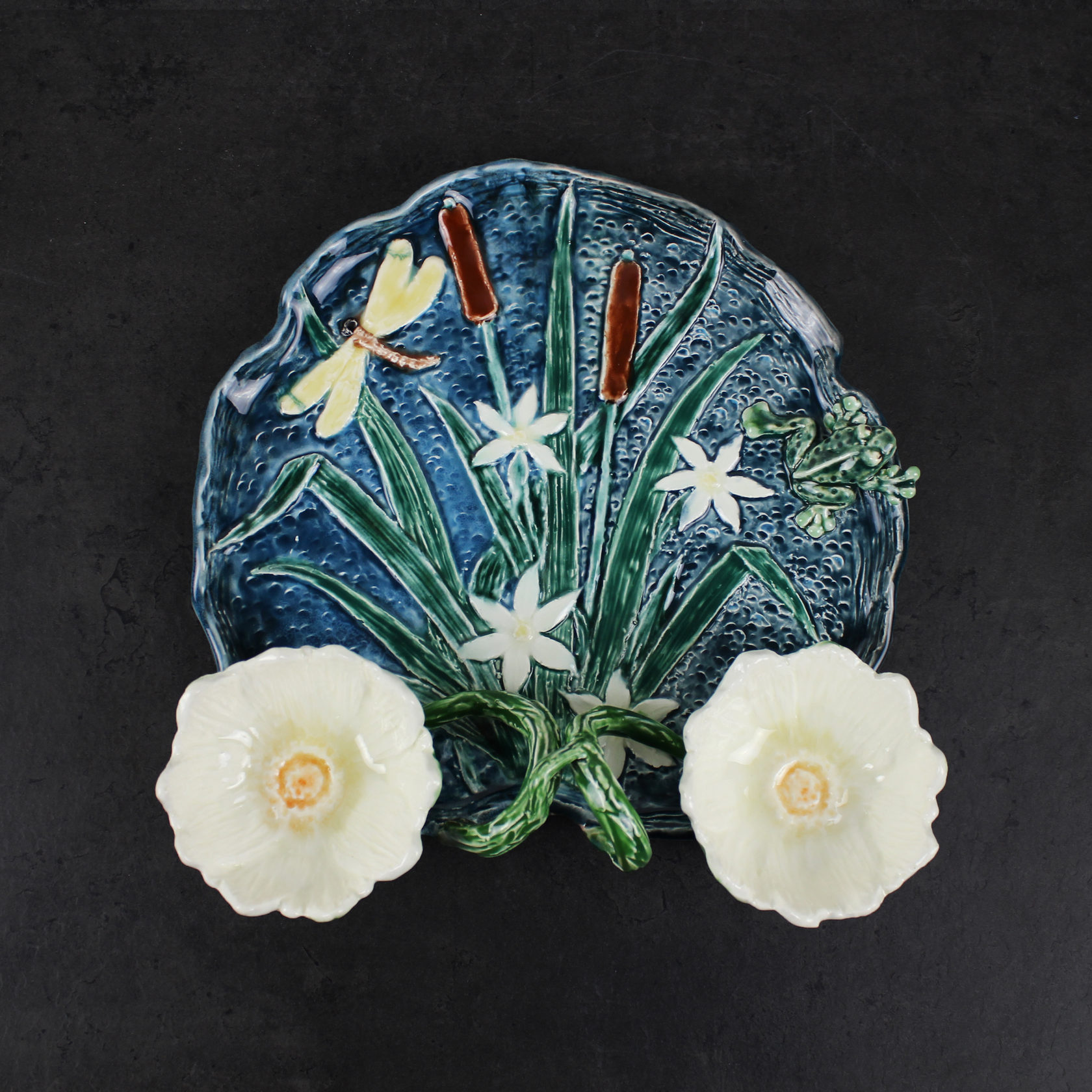 Блюдо для закусок (с двумя кувшинками) Серо-зеленый PROVANSFAIENCE sun-id-994585 - Вид №6