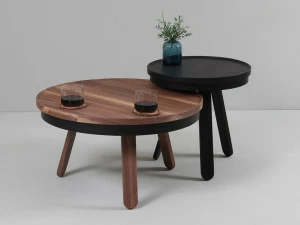 Woodendot Круглый журнальный столик из орехового дерева с местом для хранения вещей