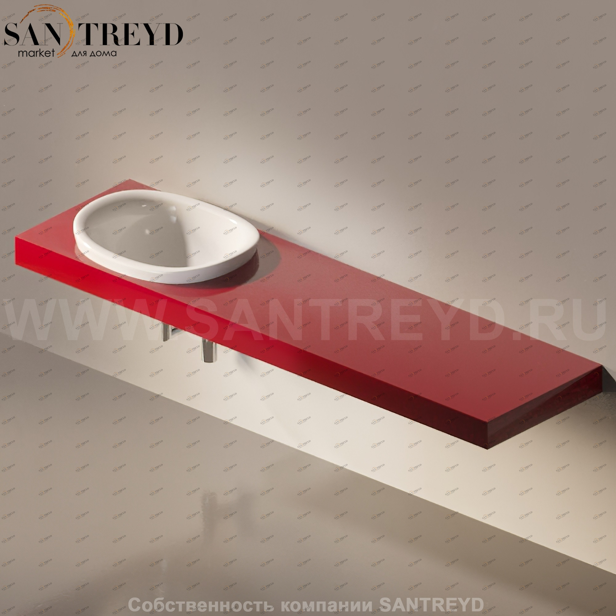 Flaminia IO e SI Столешница с отверстием под раковину от 80 до 250 см красная IO60M4.3011 Ceramica Flaminia IO60M43011